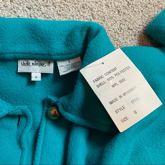 Vintage NWT Vicki Wayne’s Blue Fleece Pea Coat- Oversized Small - Picture 8 of 8